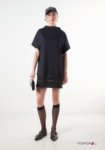 Vestido de Algodón encaje manga corta