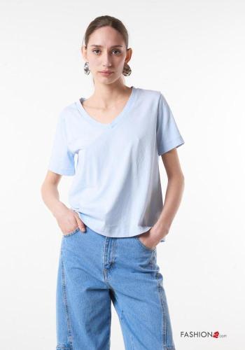 T-shirt in Cotone scollo a V