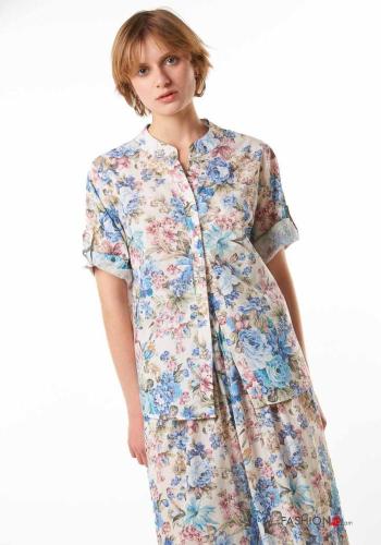 Chemise en Coton à Imprimé Floral