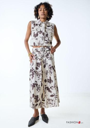 Floral Cotton Skirt with belt