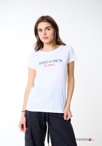 T-shirt em Algodão Padrão Estampado