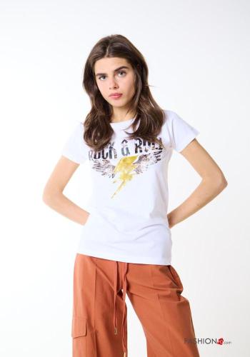 T-shirt em Algodão Padrão Estampado
