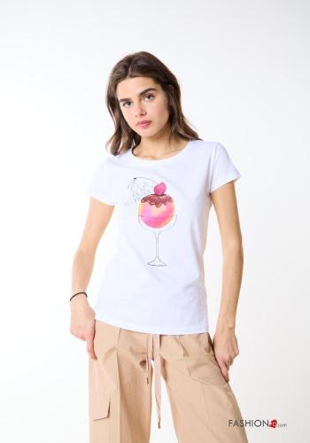 T-shirt em Algodão Padrão Estampado - ph 1