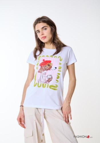 T-shirt em Algodão Padrão Estampado