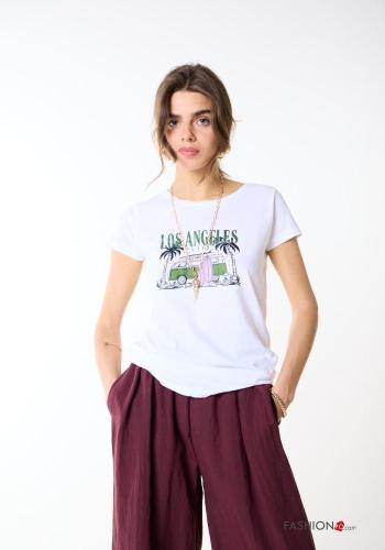 T-shirt em Algodão Padrão Estampado