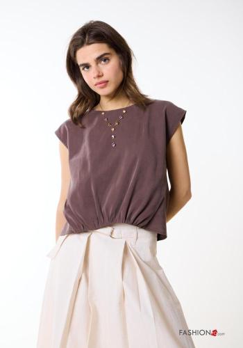 sleeveless crew neck Top