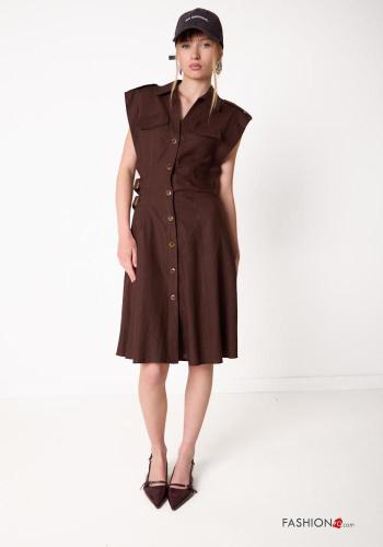 sleeveless Linen Dress with buttons - ph 1