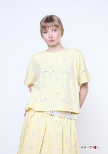 Blouse en Coton manches courtes à broderie