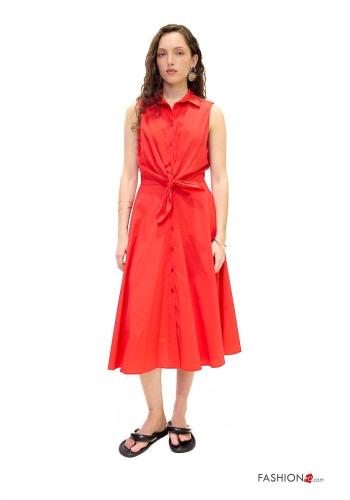 sleeveless with collar Cotton Dress with buttons