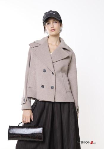 double-breasted mini Wool Mix Coat Rollneck