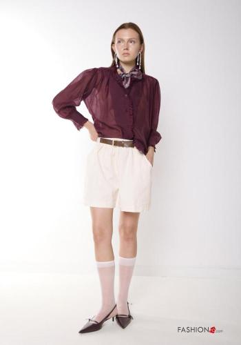 Cotton Shorts with belt with pockets
