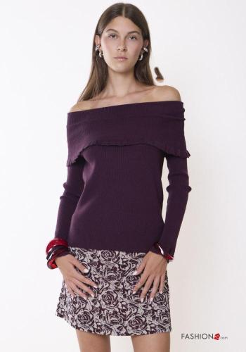 Sweater plunging neckline boat neckline - ph 1