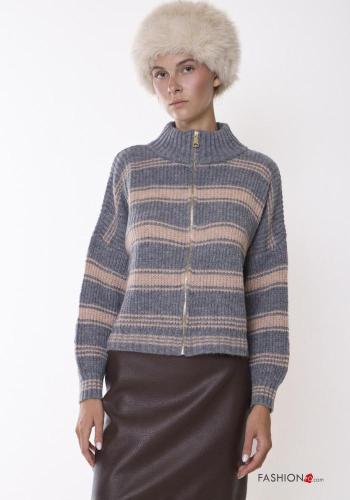 Maglione Fantasia righe a collo alto con zip