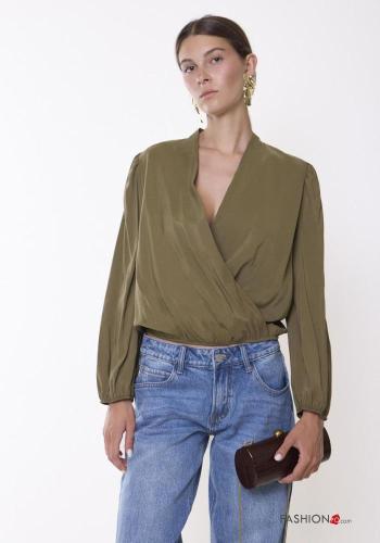 Blusa scollo a V con elastico