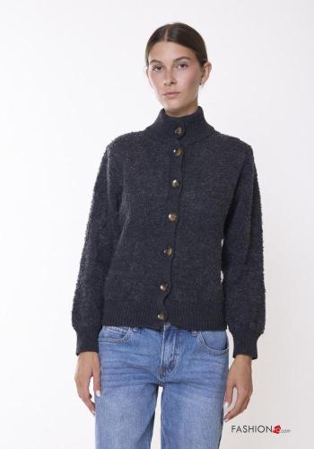 Cardigan in Misto Lana a collo alto con bottoni