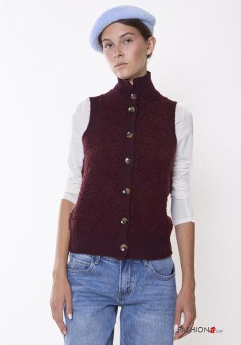 Maglione in Misto Lana senza maniche a collo alto con bottoni - ph 1