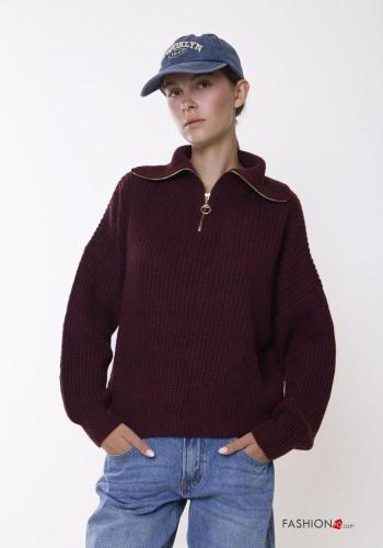 Strickpullover aus Wollmischung Rollkragen- mit Reißverschluss