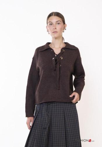 mit kragen Strickpullover aus Wollmischung