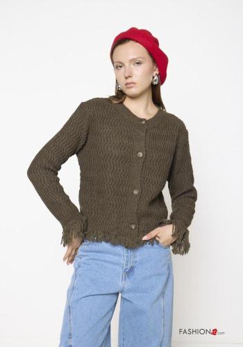 Cardigan in Misto Lana con bottoni con frange
