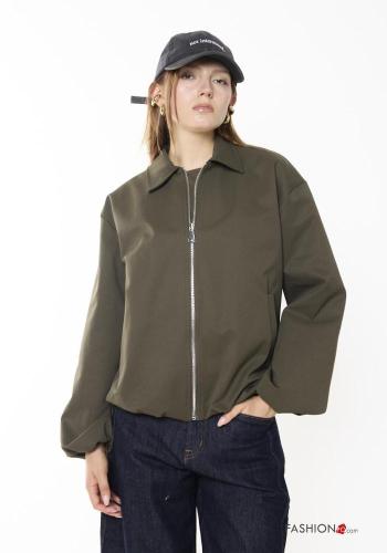with collar Bomber Jacket with zip