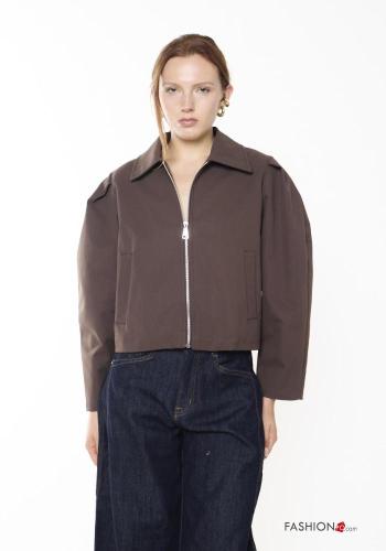 with collar Bomber Jacket with zip