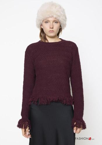 crew neck Wool Mix Sweater with fringe - ph 1