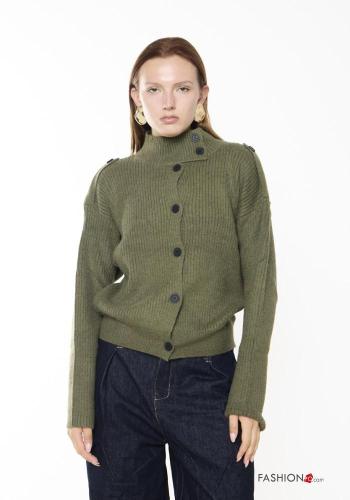 Wool Mix Cardigan Rollneck with buttons