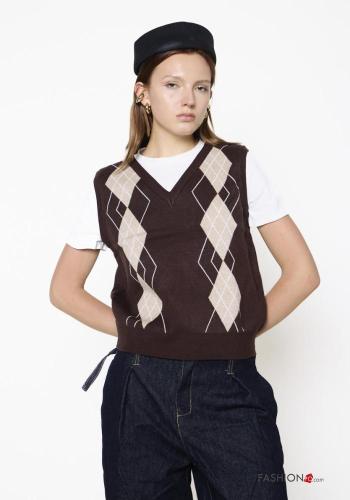 Geometric pattern Wool Mix Sweater with T-shirt