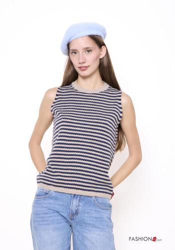 Maglione in Misto Lana senza maniche Fantasia righe