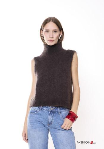 Maglione in Misto Lana senza maniche a collo alto