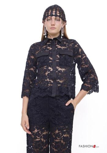 Camicia pizzo Fantasia ricamata con tasche - ph 1