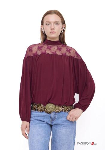 Top pizzo maniche lunghe Fantasia ricamata - ph 1
