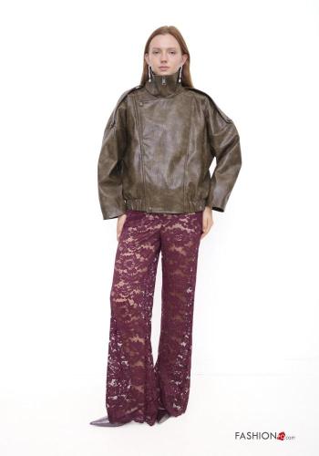 Embroidered lace trim Trousers
