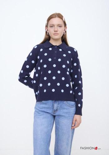 Maglione in Misto Lana Fantasia pois con bottoni