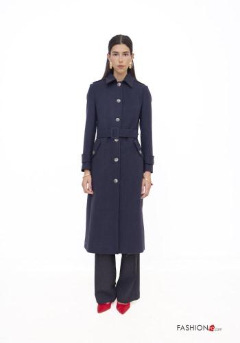 Cappotto in Misto Lana lungo con colletto con cintura con bottoni - ph 1