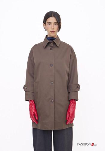 Trench lungo con colletto con bottoni - ph 1