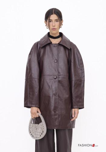 Cappotto ecopelle con colletto con bottoni - ph 1