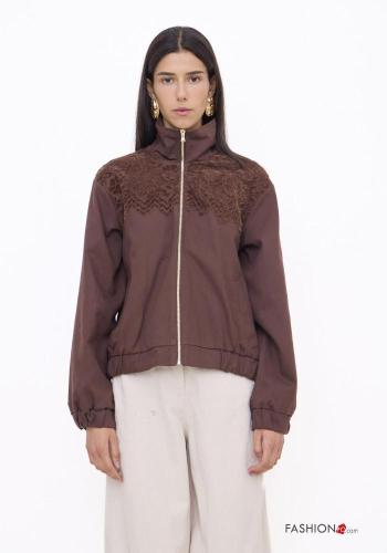 Bomber in Cotone pizzo a collo alto con zip - ph 1