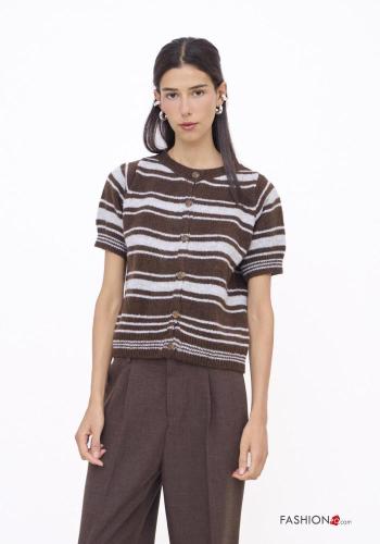 Maglione maniche corte Fantasia righe con bottoni - ph 1
