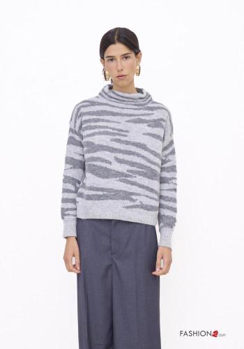 Maglione Fantasia animalier a collo alto