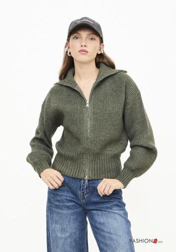 Jersey de Mezcla de Lana de cuello alto con cremallera