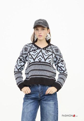 Jersey de Mezcla de Lana con cuello en v