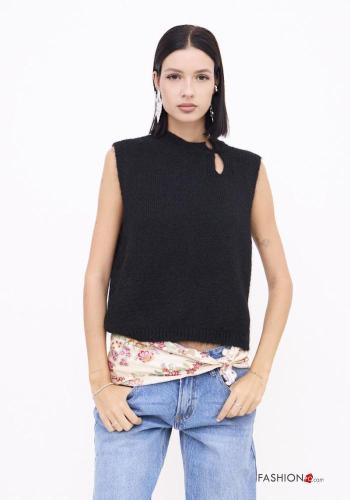 Pull en Mohair sans manches col rond