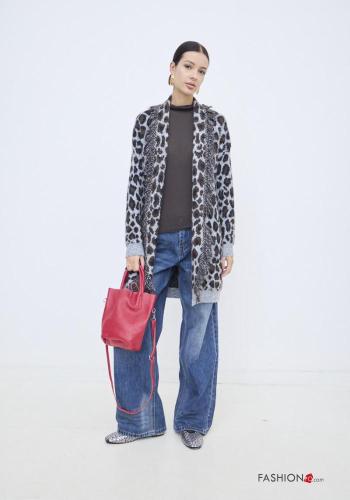 Gilet en Mohair longue Imprimé animalier - ph 1