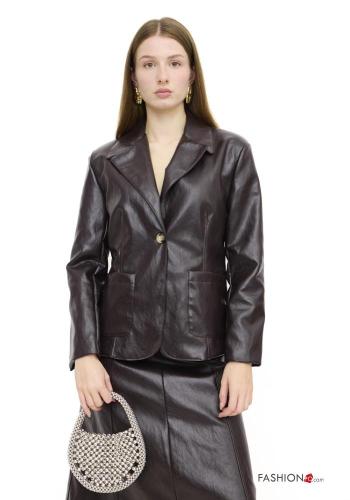 faux leather Jacket with buttons with pockets - ph 1