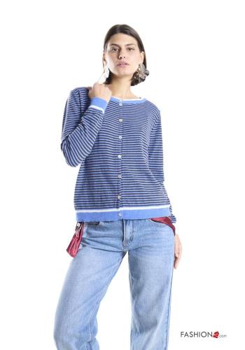 Cardigan in Misto Cashmere girocollo Fantasia righe con bottoni - ph 1