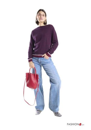 Maglione in Misto Cashmere Fantasia righe con scollo a barca - ph 1