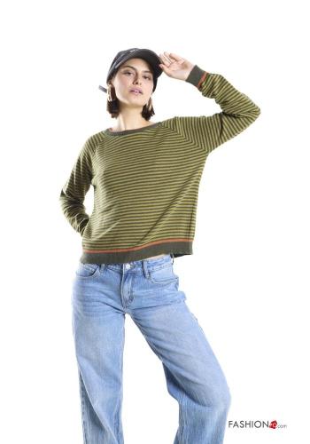 Maglione in Misto Cashmere girocollo Fantasia righe