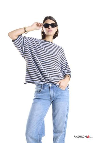 Striped short sleeve Wool Mix Sweater - ph 1