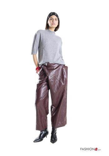 faux leather Trousers with bow